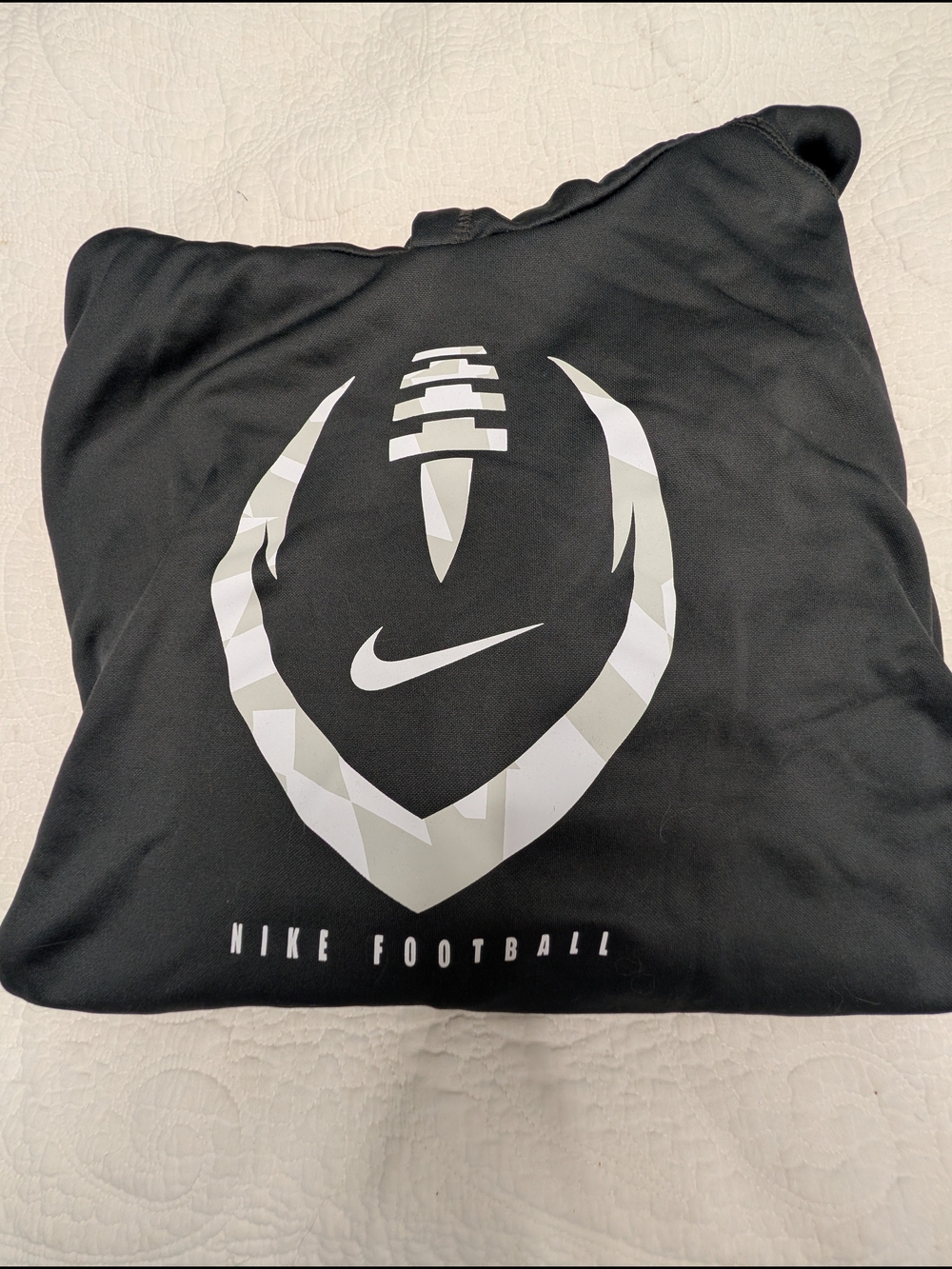 Nike Men’s Black Hoodie with White Football Graphic